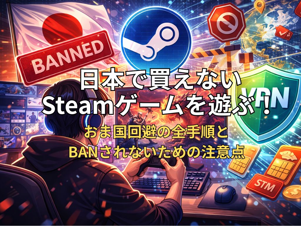 日本で買えないSteamゲームを遊ぶ！おま国回避の全手順とBANされないための注意点